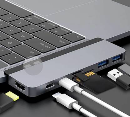 Triangle Ant ™7 in 1 USB-C to 2 Ports USB3.0-A Hub + HDMI + TF/SD with PD Power Supply USB Type C Hub Adapter, Dual Type-C USB C To HDTV HDMI TF SD Card USB 3.0 Multipurpose Device