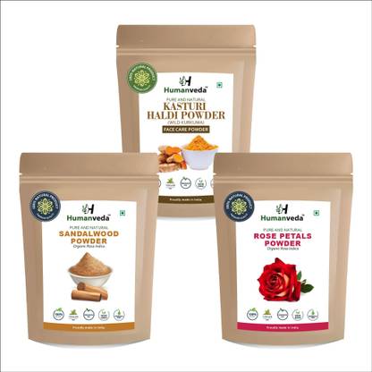 Humanveda Natural Rose Petals Kasturi Haldi & Sandalwood (Chandan) Powder for Face – 300g