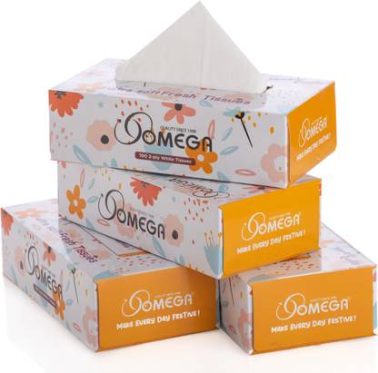 OMEGA Super Soft, Super Absorbent & 100% Pure, 2Ply Facial Dry Tissue Paper