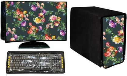 Wacky Computer Cover Full Set for 22 inch Computer Monitor, Keybord (8*18 Inch) and CPU (7.5*18*16 Inch)  - CC-22-IN-GRN-WHT-ROSE_P1
