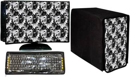 Immix PC Computer Cover Full Set for 21 inch Computer Monitor, Keybord (8*18 Inch) and CPU (7.5*18*16 Inch)  - CC-21-IN-BLC-LEAF-P1