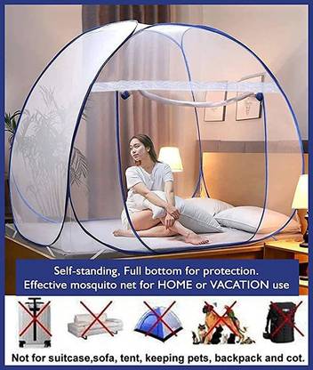 QUBE HDPE - High Density Poly Ethylene Adults Washable Mosquito Net for Double Bed ,king Size Foldable Machardani Queen Size Bed Mosquito Net