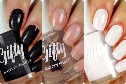 GIFTY No Toxin Nail Lacquer (LIIT Combo) Yasss It's LIT3 Midnight Black,Super Glossy,Pearl White