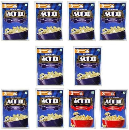 ACT II 8 Magic Butter and 2 Classic Salted FlavourPopcorn,Each 40g (400g,Pack of 10) Magic Butter, Golden Sizzle Popcorn