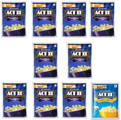 ACT II 9 Magic Butter and 1 Golden Sizzle FlavourPopcorn,Each 40g (400g,Pack of 10) Magic Butter, Golden Sizzle Popcorn