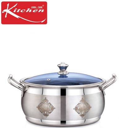 Sorbhi Kitchen Laser Vivanta Pot With Glass Lid Size 3 No Dutch Oven with Lid 1.5 L capacity 3 cm diameter
