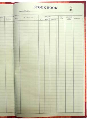 R K SALES Stock Book 90 Pages, Pack of 1 1-Part Stock Register