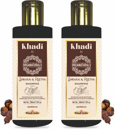 Organaturals Khadi Ayurvedic Shikakai & Reetha Hair Shampoo for Hair Growth - Pack of 2