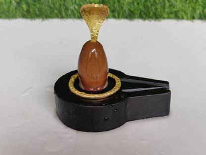 Shivam Vastu Kala Shivling Art Somnath Narmadeshwar Shivling & Narmada Shivling With Brass Snake (Nag) Decorative Showpiece  -  2.5 cm