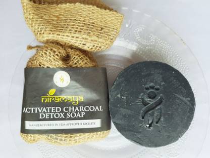 NIRAMAYA Activated Charcoal Handmade Soap: FDA-approved Chemical-free 100 gm (Pack of 2)