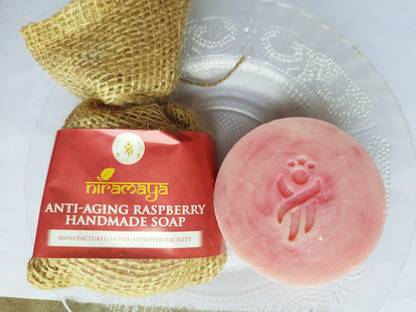 NIRAMAYA Anti-aging Raspberry Handmade Soap FDA-approved Chemical-free 100 gm (Pack of 4)