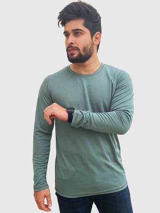 Solid Men Green T-Shirt