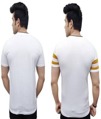 Honbon Solid Couple White, Yellow T-Shirt