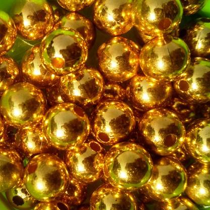 RUHAILA 10 MM GOLDEN PLASTIC BEADS FOR ART CRAFT JWELLERY EMBRIODERY 100 PCS