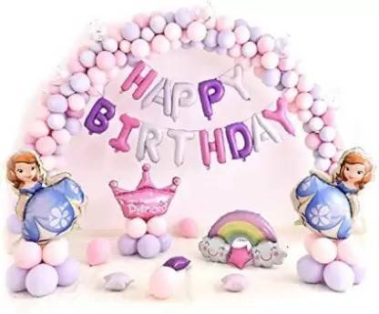 Shmaya sofia princess theme with crown birthday combo=pack of 50