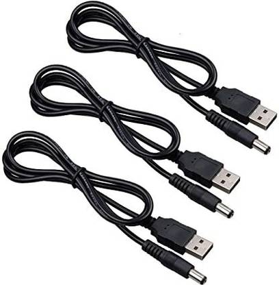 Electroniccrops USB to Dc 5.5X2.1Mm Barrel Jack Center Pin Positive Power Cable Cord (Pack of 3) Power Meter for Cables