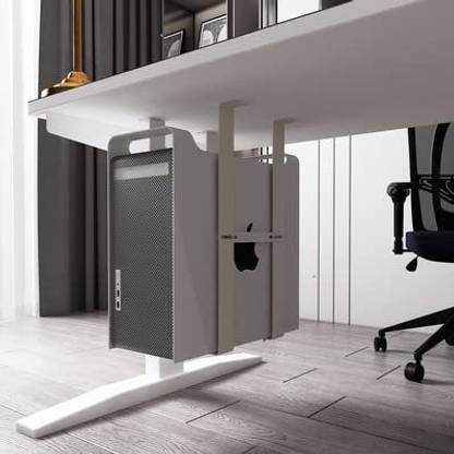 SYGA CPU Holder Under Desk Mount Adjustable Computer Bracket Shelf-Economical White CPU Holder
