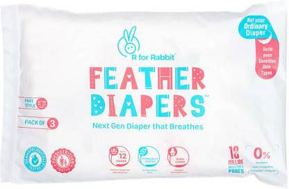 R for Rabbit Feather Diaper Pants Sample Size L Pack of 1 (3 Pieces) - L