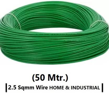 Kaalingaa 2.5mm Copper Wire for Home or Domestic Industrial Electric Wiring, Electric Wire 2.5 sq/mm Green 50 m Wire