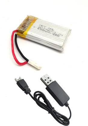 INVENTO 1Pcs 3.7V 650mah Battery 1 cell 20C Lithium Polymer Lipo with USB Charger Automotive Electronic Hobby Kit