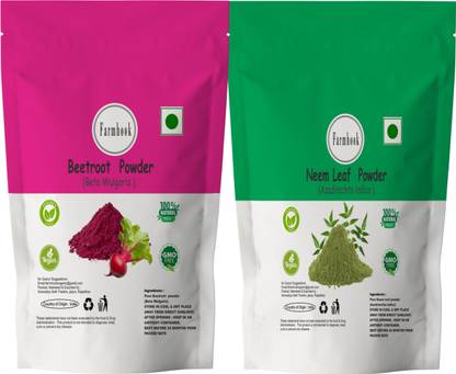Farmhook 100% Pure Beetroot Powder and Neem Leaf Powder For Face Pack And Hair Pack