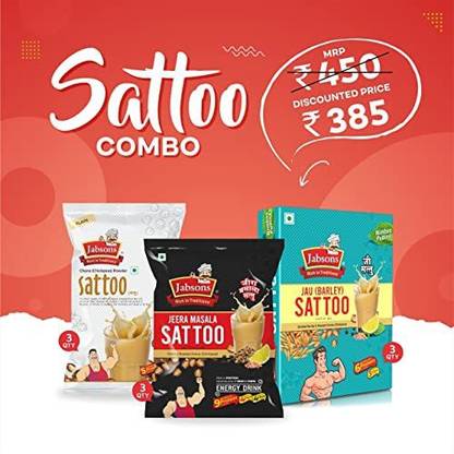 Jabsons Sattoo Mix Flavour Set of 8 Jau SATTOO NIMBOO Masala & Chana SATTOO JEERA Masala