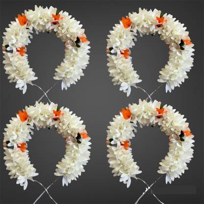 PSYCHFLORE Artificial Flower for Women Hair Accessory Garland Juda Gajra (Pack of 4) Bun