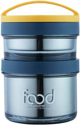 KRP Enterprise 2 layer stainless steel with handle lunch box (Multicolor) 2 Containers Stainless Steel Office Lunch Box