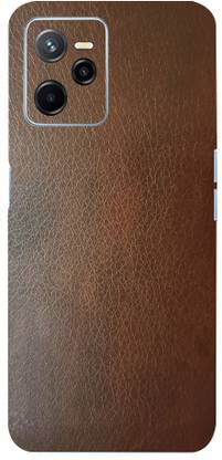 BUGGU Brown Leather Mobile Back Skin, Brown Leather, Realme Narzo 50A Prime Mobile Skin