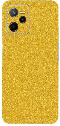 BUGGU Golden Glitter Mobile Back Skin, Golden Glitter, Realme Narzo 50A Prime Mobile Skin