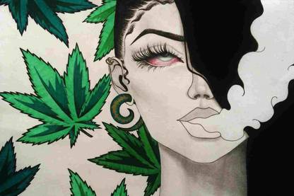 Smoking Ganja Girl Matte Finish Poster Paper Print