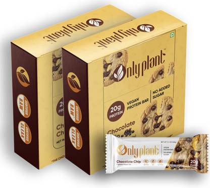 Only Plant Choclate Chip Cookie Plant Based Vegan Protein Bar, Pack of 12 Nutrition Bars