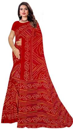 Printed Bandhani Georgette Saree