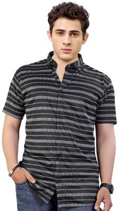 Rohini Men Striped Casual Black Shirt