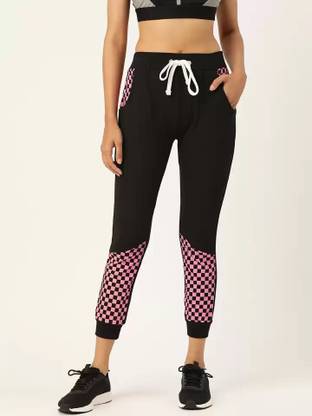 महिलाओं के लिए काला, गुलाबी ट्रैक पैंट