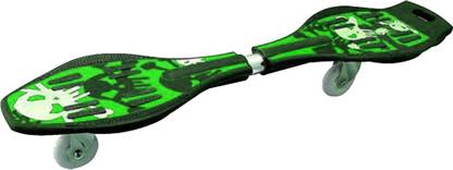 Toy imagine Green Wave Board with Anti Slip Concave Platform, LED Flash Lights on Wheels 6 inch x 34 inch Skateboard