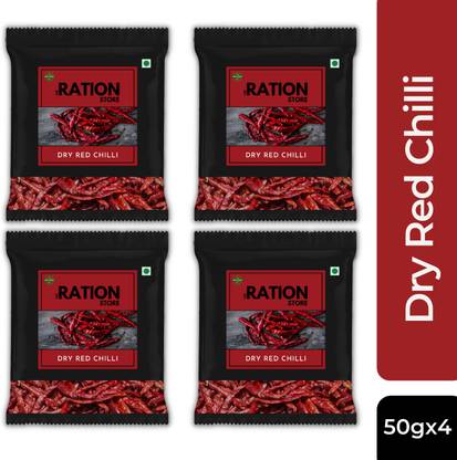 The Ration Store Dry Red Chilli (Lal Mirch), 50gx4