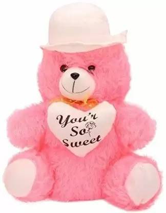 DHAAM Pink & White Cap Stuffed/Soft Teddy Bear 3  - 30 cm