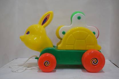 T-Rex Rattling Bunny Plastic Vehicle Pull along Toy For Babbies