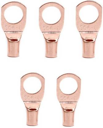MERKEL 5 pcs / 45 AMP 16 Sq.mm Wire 10 mm Stud Ring Copper Cable Lugs Crimp Connector Locking Wire Connector