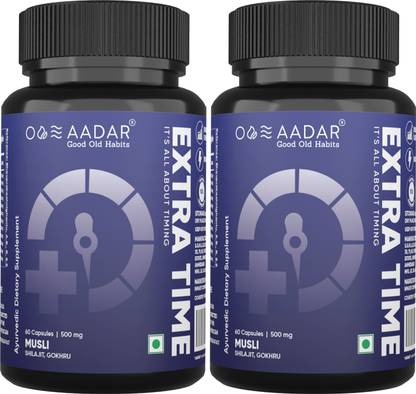 AADAR EXTRA TIME | builds performance time & pleasure | stamina Builder | 60 Capsules (Pack of 2)