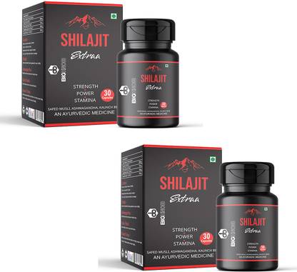 BigKnob Shilajit Extraa I Strength Power Stamina I Ashwagandha Musli Kaunch Beej Pack 2