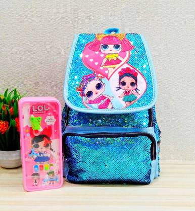 Magic of Gifts Sequin Bag with Pinball Game Embossed Pencil Box| Sequin Set for Girls Waterproof Daypack