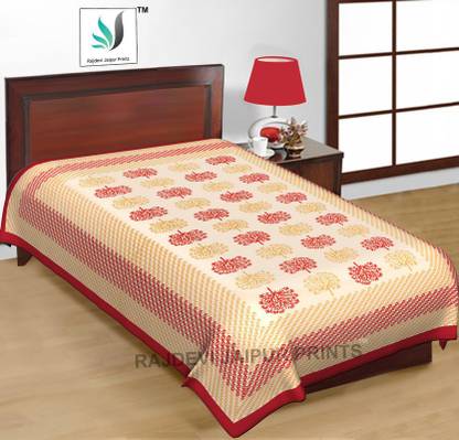 RAJDEVI JAIPUR PRINTS Cotton Single Flat 144 TC Printed Bedsheet