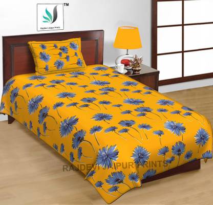 RAJDEVI JAIPUR PRINTS 144 TC Cotton Single Jaipuri Prints Flat Bedsheet