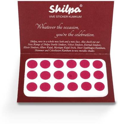 Shilpa Vive Sticker Kumkum Bindi (3, Deep Red) (Box Contains 15 Packs) Forehead Maroon Bindis