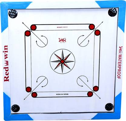 red win Super V Cut Carrom Board with Coins & Striker 26 cm Carrom Board