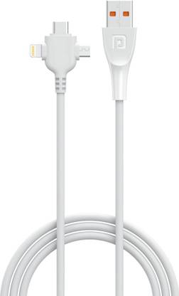 Portronics USB Type C Cable 2 A 1 m Konnect Spydr 3 Multifunctional Fast Charging Cable (8 Pin + Micro USB + Type C)