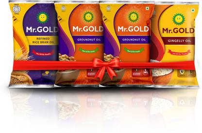 Mr. Gold GROUNDNUT OIL 2L, GINGELLY OIL 1L, RICE BRAN OIL 1L TOTAL 4L Groundnut Oil Pouch