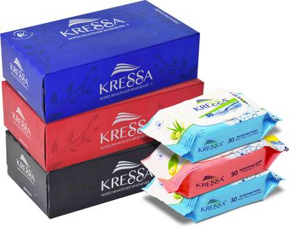 KRESSA Face Tissue and Wet Wipes Combo Pack